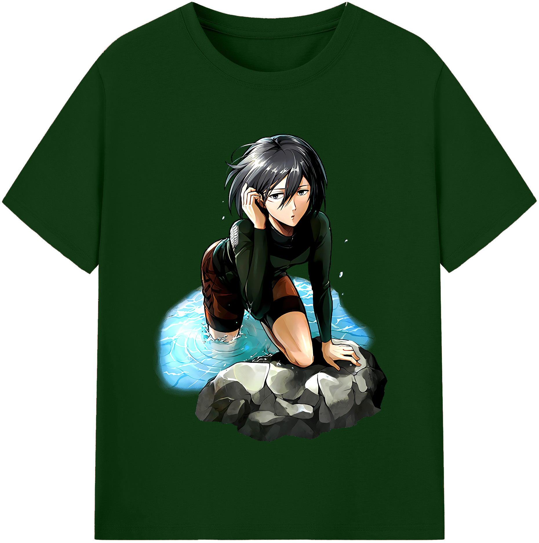 （画像用） 進撃の巨人 ミカサ·アッカーマン Attack on Titan Mikasa Ackerman 綿100％半袖Tシャツ（フロントプリント）
